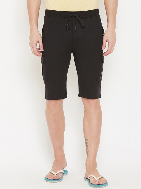 

Okane Men Black Solid Lounge Shorts