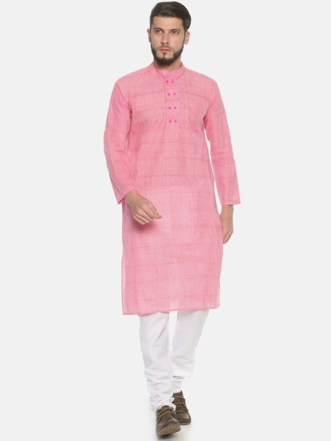 

PAROKSH Men Pink Solid Straight Kurta