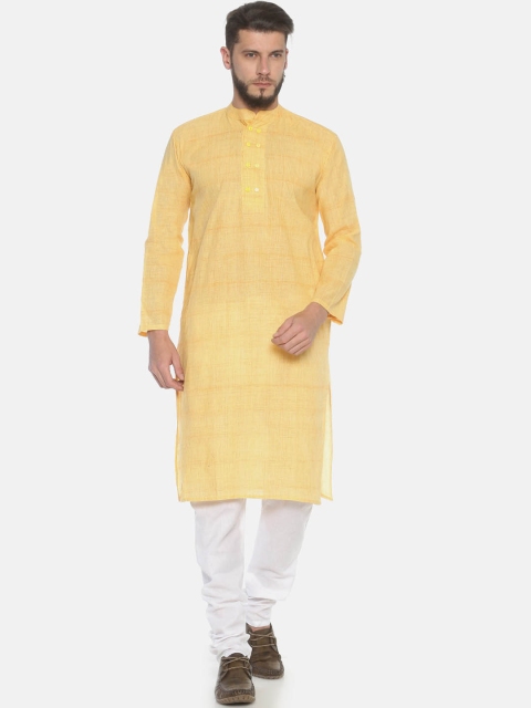

PAROKSH Men Yellow Solid Straight Kurta