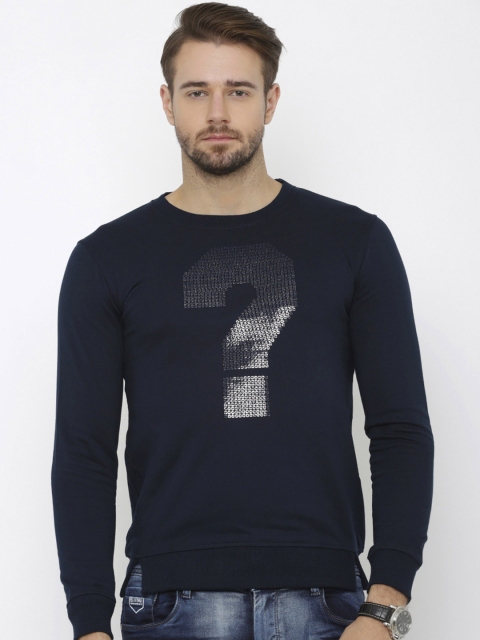 

Rex Straut Jeans Men Navy Blue Embellished Sweatshirt