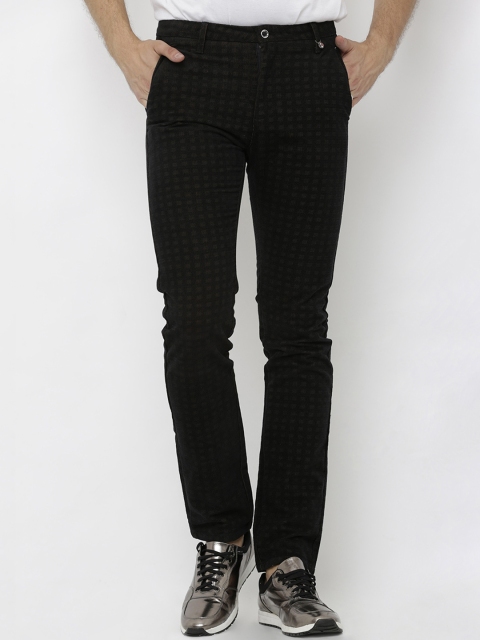 

Rex Straut Jeans Men Brown Smart Slim Fit Checked Regular Trousers