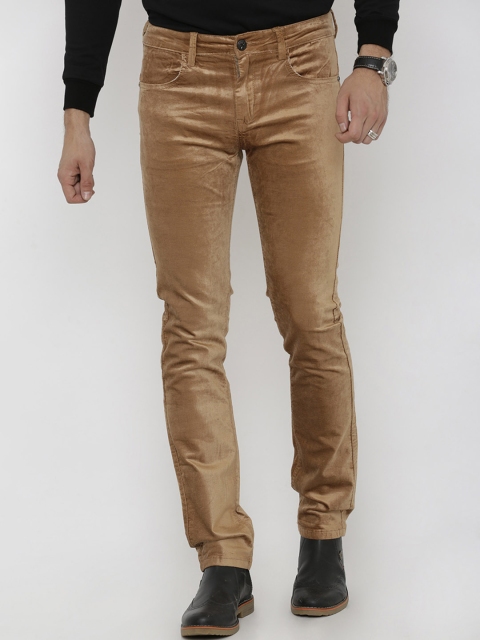 

Rex Straut Jeans Men Khaki Brown Smart Skinny Fit Solid Regular Trousers