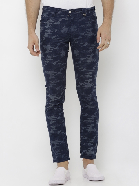 

Rex Straut Jeans Men Navy Blue Slim Fit Mid-Rise Camouflage Print Jeans