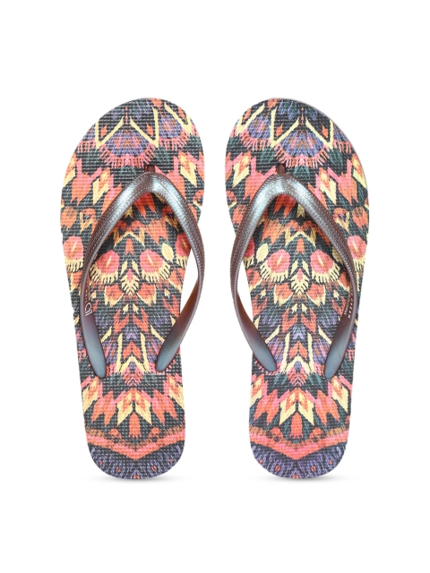 

Aeropostale Women Purple & Orange Printed Thong Flip Flops