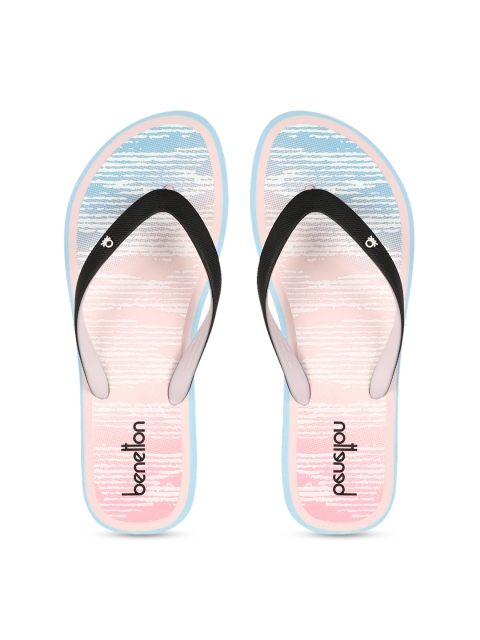 

United Colors of Benetton Women Pink & Blue Printed Thong Flip-Flops