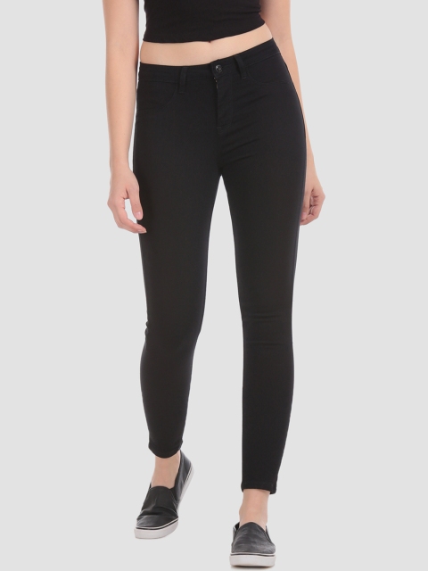 

Flying Machine Women Black Slim Fit Mid-Rise Clean Look Stretchable Jeans