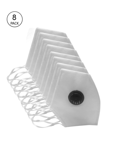 

JAINISH Unisex White Pack Of 8 Reusable 2-Ply Outdoor Protective Mask with Valve