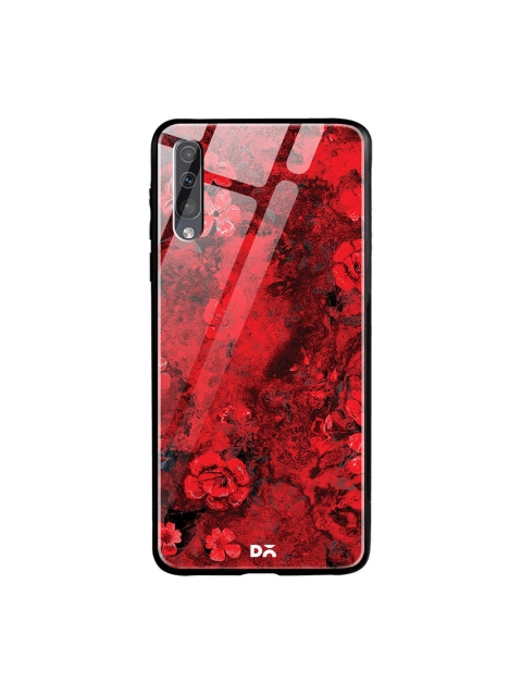 

DailyObjects Red & Black Marble Flowers Samsung Galaxy A70S Glass Mobile Cover