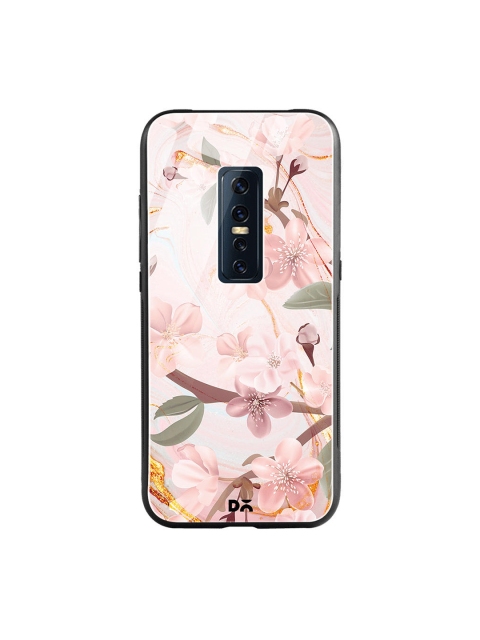 

DailyObjects Pink & Blue Marble Flowers Vivo V17 Pro Glass Mobile Cover