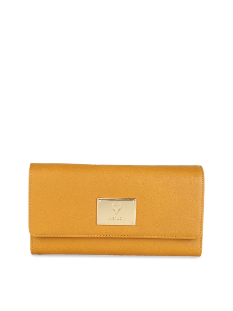 

Allen Solly Woman Mustard Yellow Solid Zip Around Wallet