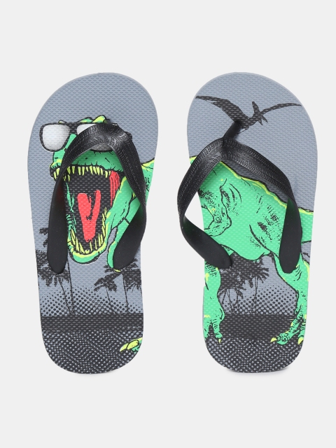 

The Childrens Place Boys Grey & Black Printed Thong Flip-Flops