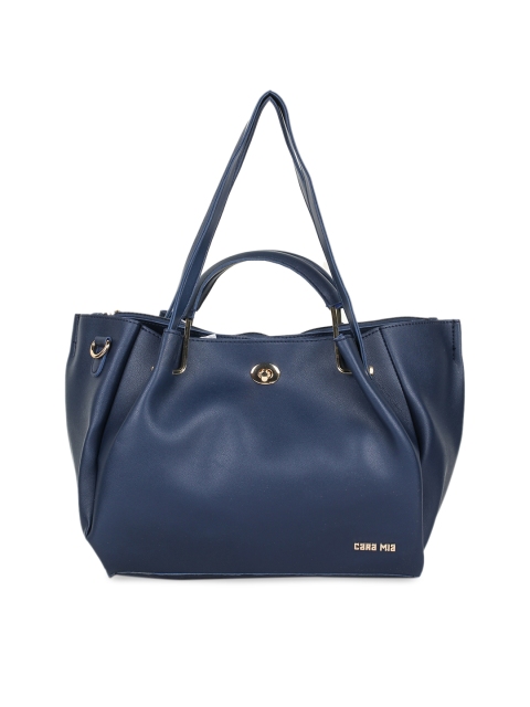 

CARA MIA Navy Blue Solid Handheld Bag