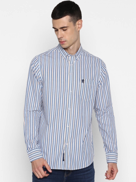 

Red Tape Men Blue Regular Fit Striped Casual Shirt