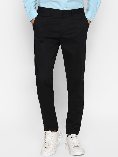 

Red Tape Men Black Skinny Fit Checked Regular Trousers