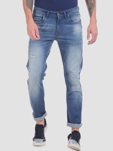 

RUF & TUF Men Blue Slim Fit Mid-Rise Low Distress Stretchable Jeans