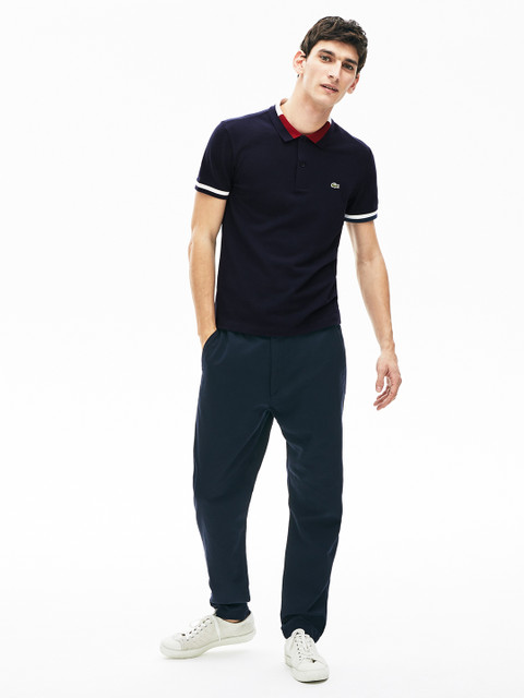 

Lacoste Men Navy Blue Solid Polo Collar T-shirt