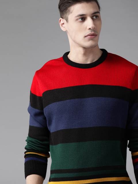 

Roadster Men Multicoloured Striped Acrylic Pullover, Multi