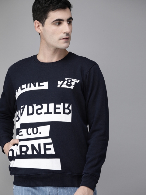 

Roadster Men Navy Blue & White Printed Sweatshirt