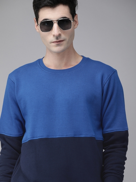 

Roadster Men Blue Colourblocked Sweatshirt