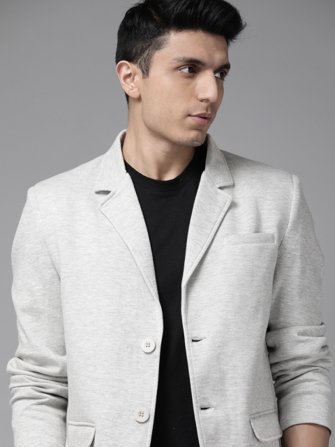 

Roadster Men Grey Melange Solid Single-Breasted Regular Fit Smart Casual Blazer