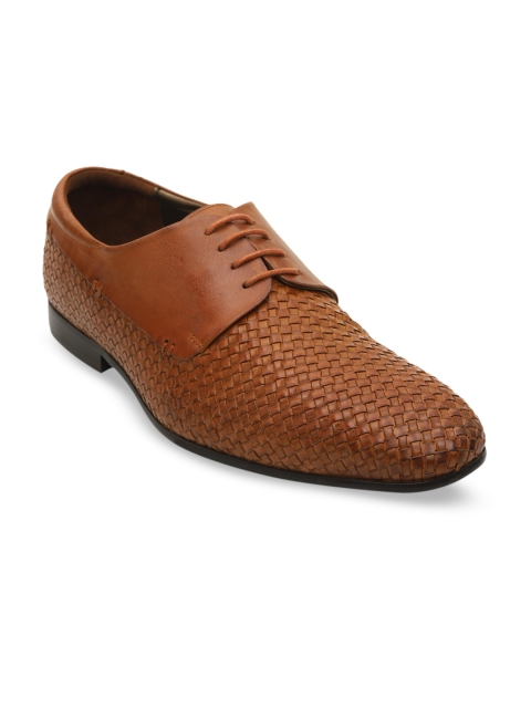 

ROSSO BRUNELLO Men Brown Woven Design Leather Formal Derbys