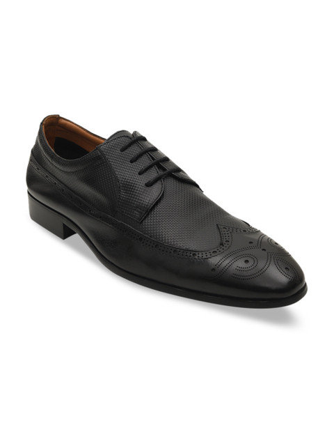 

ROSSO BRUNELLO Men Black Textured Leather Formal Derbys