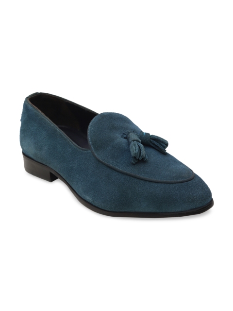 

ROSSO BRUNELLO Men Teal Blue Solid Formal Loafers