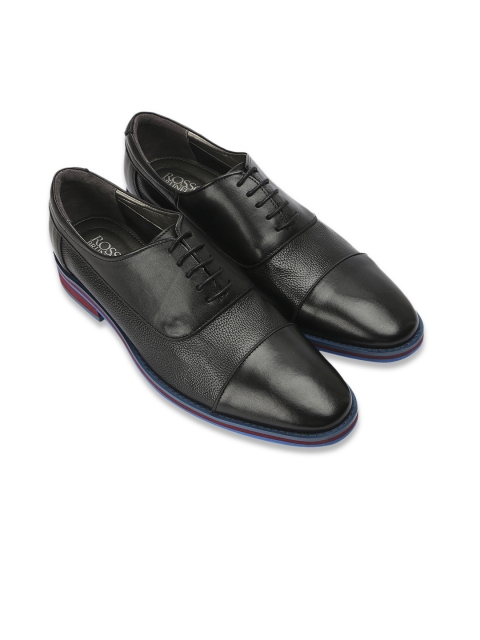 

ROSSO BRUNELLO Men Black Solid Leather Formal Derbys