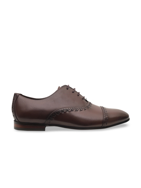

ROSSO BRUNELLO Men Coffee Brown Solid Leather Formal Oxfords