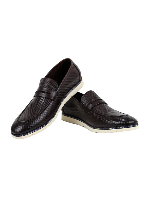 

ROSSO BRUNELLO Men Coffee Brown Textured Formal Loafers