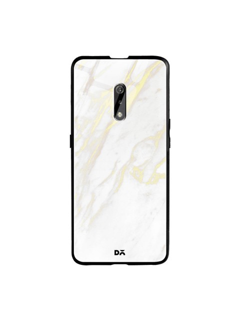

DailyObjects White & Yellow Marble 2 Oppo K3 Glass Case