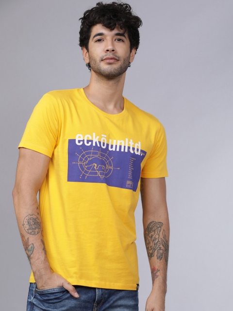

Ecko Unltd Men Yellow Printed Round Neck T-shirt