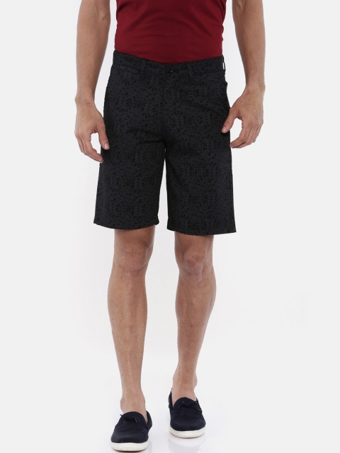 

Bushirt Men Black Printed Regular Fit Chino Shorts