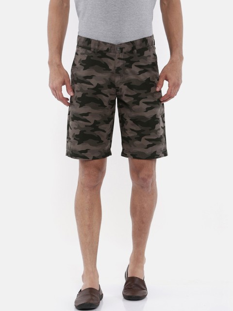 

Bushirt Men Olive Green Printed Regular Fit Regular Shorts