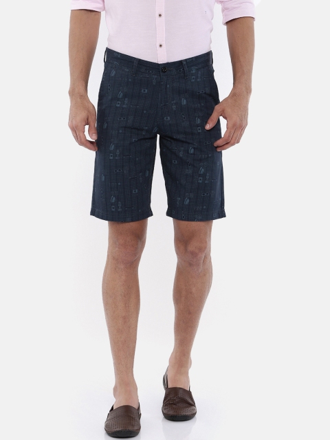 

Bushirt Men Navy Blue Printed Regular Fit Chino Shorts