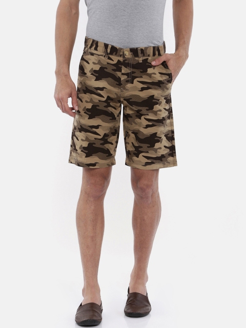 

Bushirt Men Beige & Olive Brown Printed Regular Fit Chino Shorts