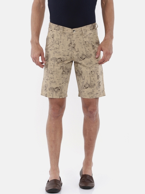 

Bushirt Men Beige & Black Printed Regular Fit Chino Shorts