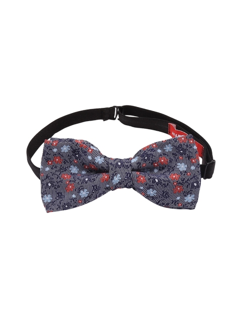 

Blacksmith Men Navy Blue & Red Woven Design Bow Tie