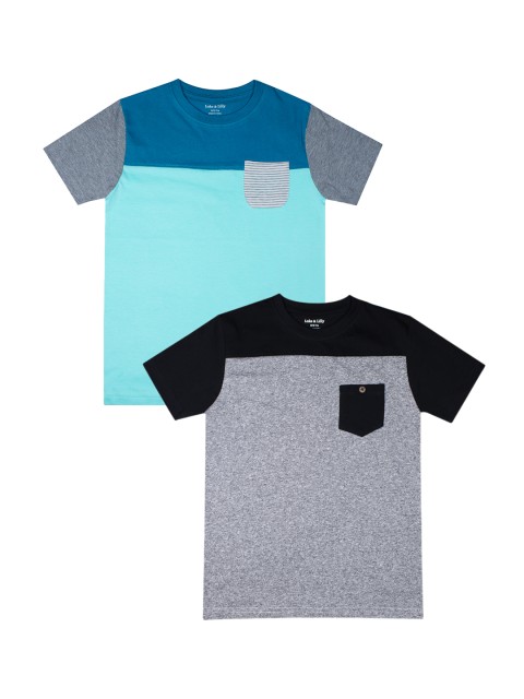 

Luke & Lilly Boys Set of 2 Colourblocked Round Neck T-shirt, Multi