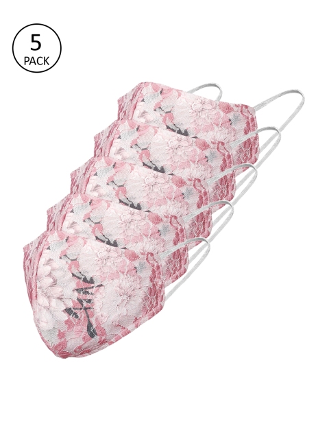 

Ahalyaa Women Pack Of 5 Pink Printed 3-Ply Reusable Outdoor Masks