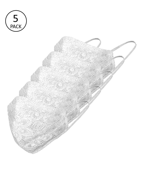 

Ahalyaa Women Pack Of 5 White Printed 3-Ply Reusable Outdoor Masks