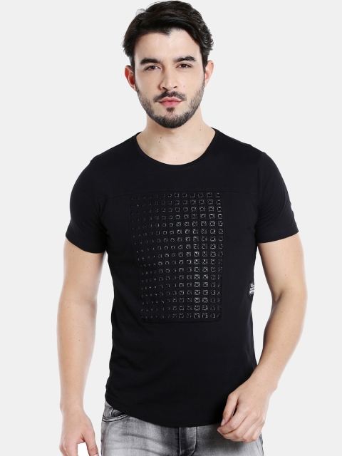 

Rex Straut Jeans Men Black & Grey Printed Round Neck T-shirt