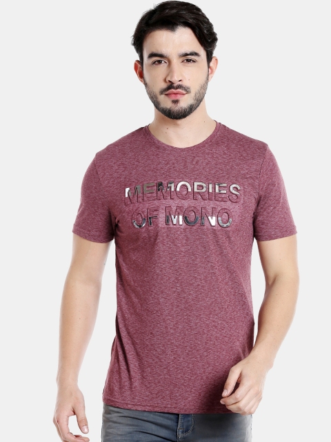 

Rex Straut Jeans Men Maroon Printed Round Neck T-shirt