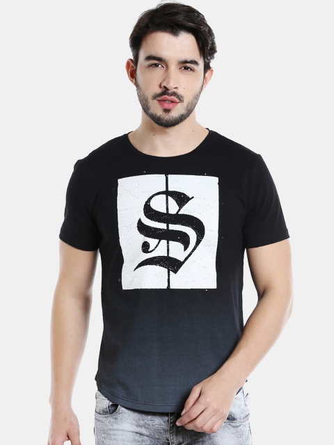 

Rex Straut Jeans Men Black Printed Round Neck T-shirt