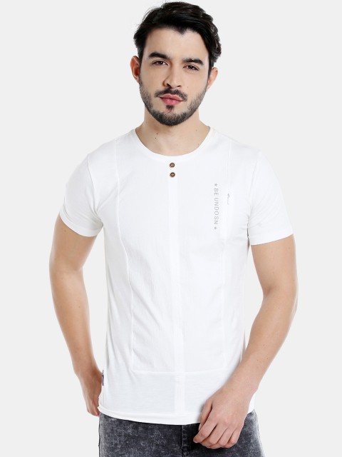 

Rex Straut Jeans Men White Solid Round Neck T-shirt