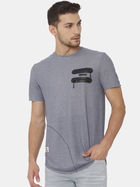 

Rex Straut Jeans Men Blue Printed Round Neck T-shirt