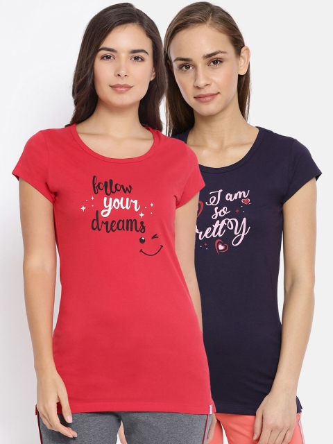

Macrowoman W-Series Women Pack of 2 Printed Lounge T-shirts, Red