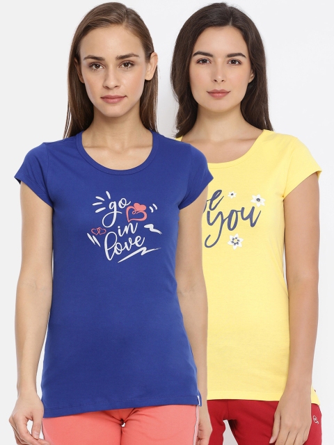 

Macrowoman W-Series Women Pack of 2 Printed Lounge T-Shirts, Blue