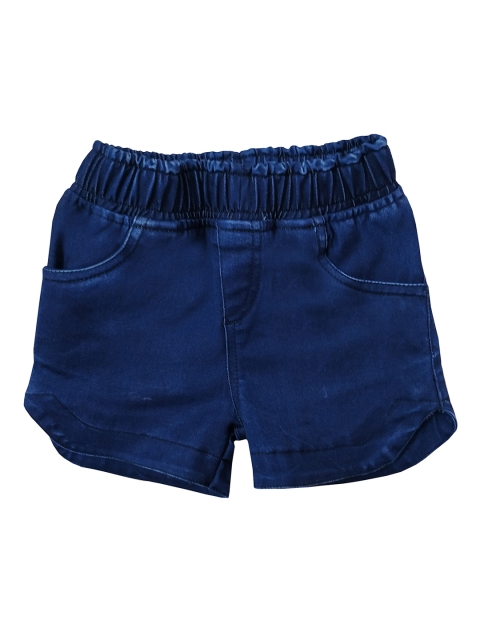 

KiddoPanti Girls Blue Washed Regular Fit Denim Shorts