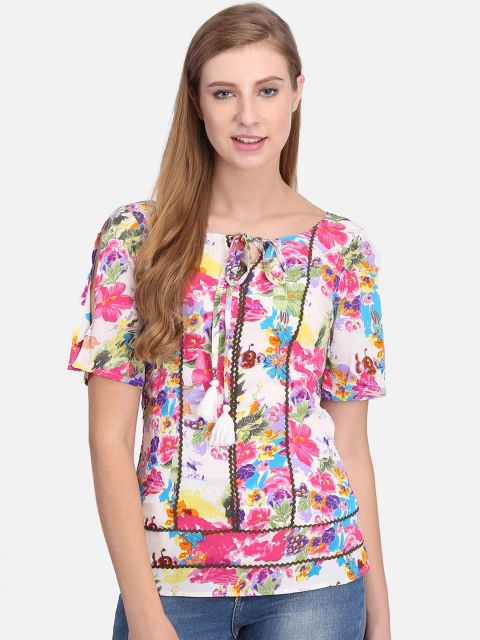 

Heather Hues Women Multi-Coloured Printed Round Neck Short Sleeves Tunic